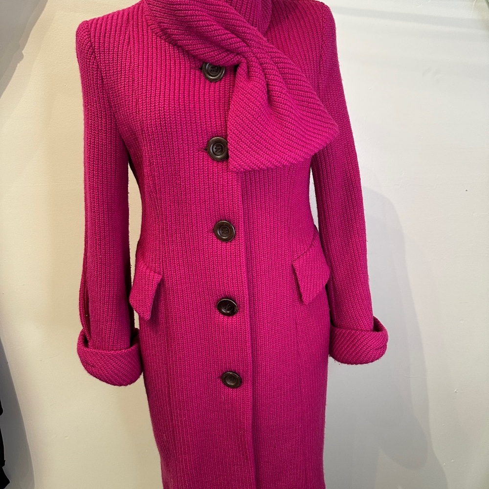 Vintage Nanette Lepore Pink 100% Wool Coat Knit